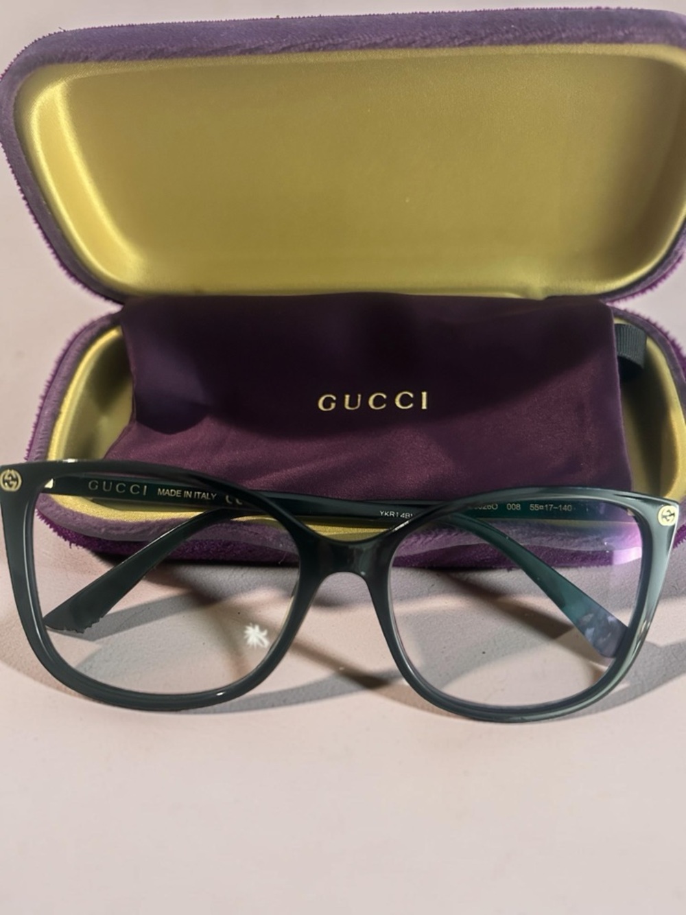 Gucci Fancy Black Square Sunglasses with Purple Velvet Case - Picture 2 of 12